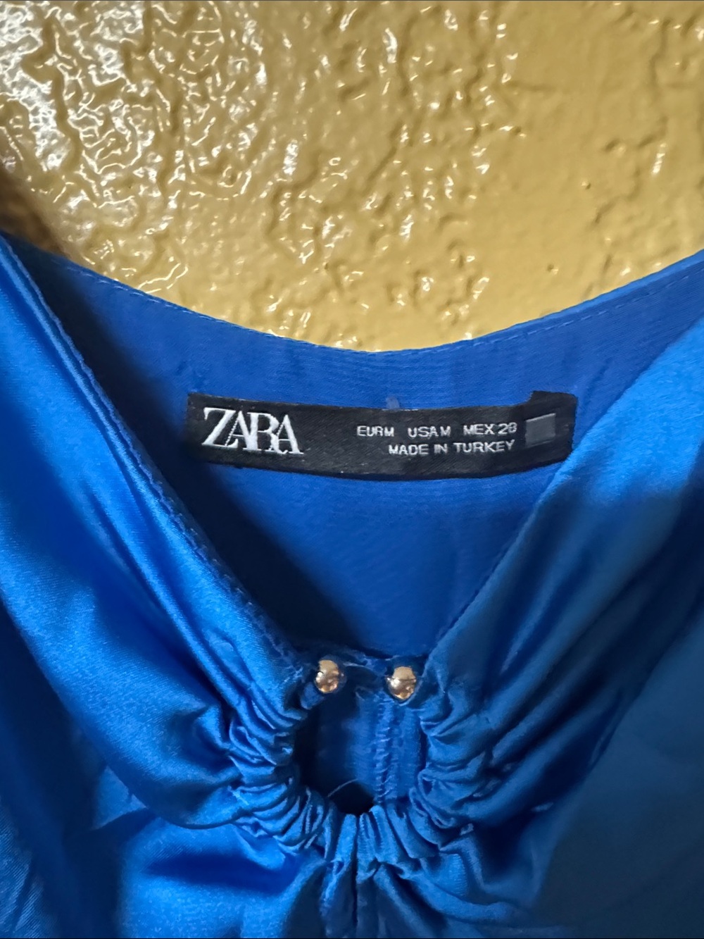 Zara Vibrant Royal Blue Satin dress with Ring Detail